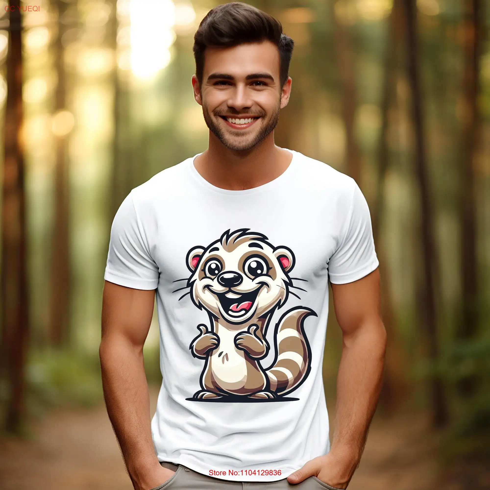 Забавная Мужская футболка хорька с длинным или коротким рукавом