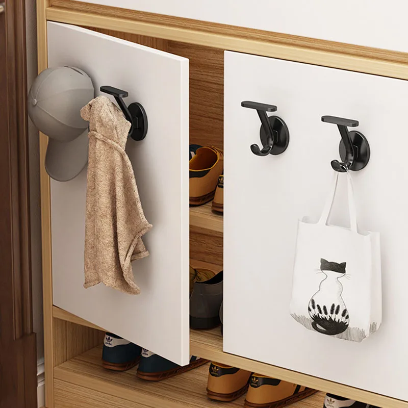 Simple European Black Coat Hook Bathroom Storage Organizer Towel Holder Wall-Mounted Key Hanger Home Accessories Metal Hooks