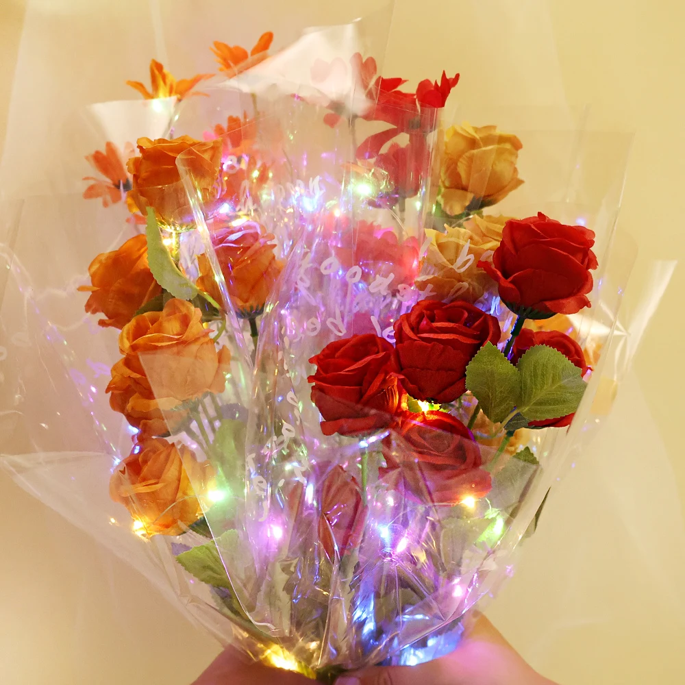 

40CM Artificial Flowers Bouquet Glowing Rose/daisy/sunflower Flowers Fake Flowers for Wedding Valentine's Day Battery Operated