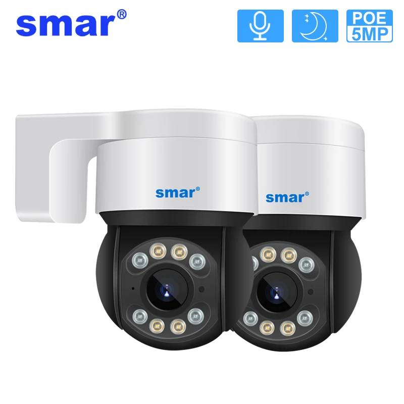 Smar 2PCS/LOT 1080P POE PTZ Camera Outdoor Two Way Audio AI Human Detect  Full Color Night Vision H.265 4X Digital Zoom ICSEE