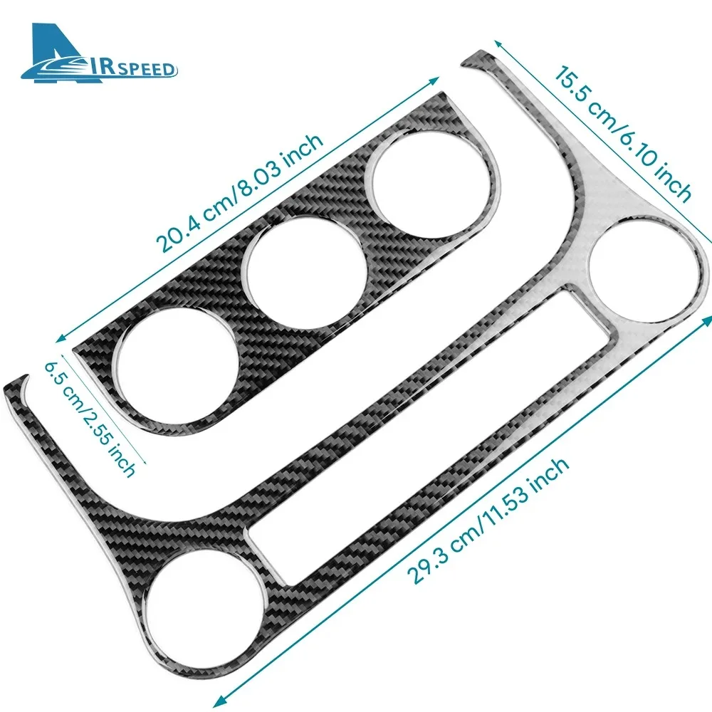 Фото ﻿   Для Jeep Wrangler JK JKU 2011 2012 2013 2014 2015 2016 2017 Наклейка из настоящего мягкого карбона для панели кондиционера и прикуривателя автомобиля. №5