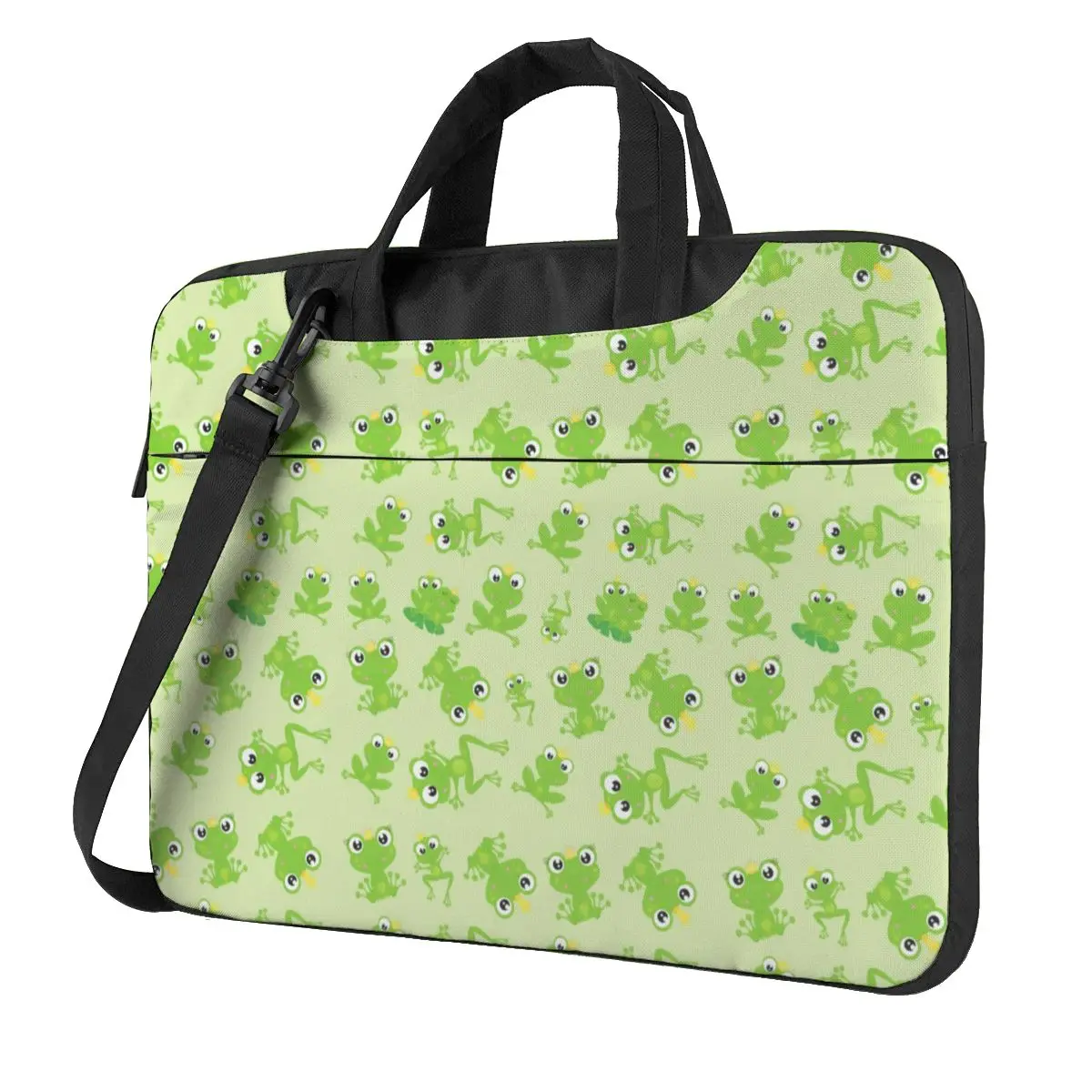 

Frog Prince Pattern Laptop Bag Kawaii Green Cartoon Frogs For Macbook Air Pro Acer Dell 15.6 Case Vintage Shockproof Pouch