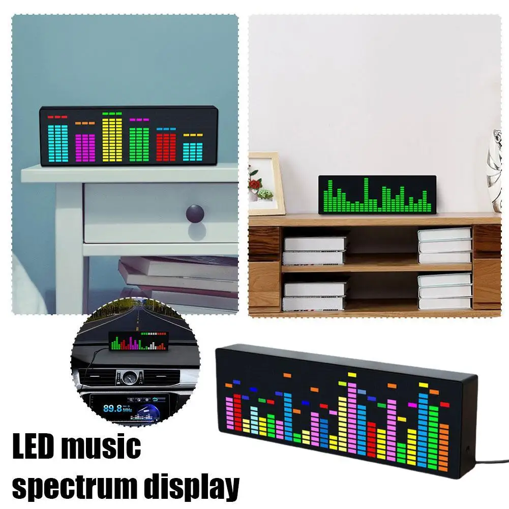 

Электронные часы светодиодный музыкального спектра RGB, голосовой ритм, автомобильный индикатор уровня звука, измеритель VU для автомобильной атмосферной лампы