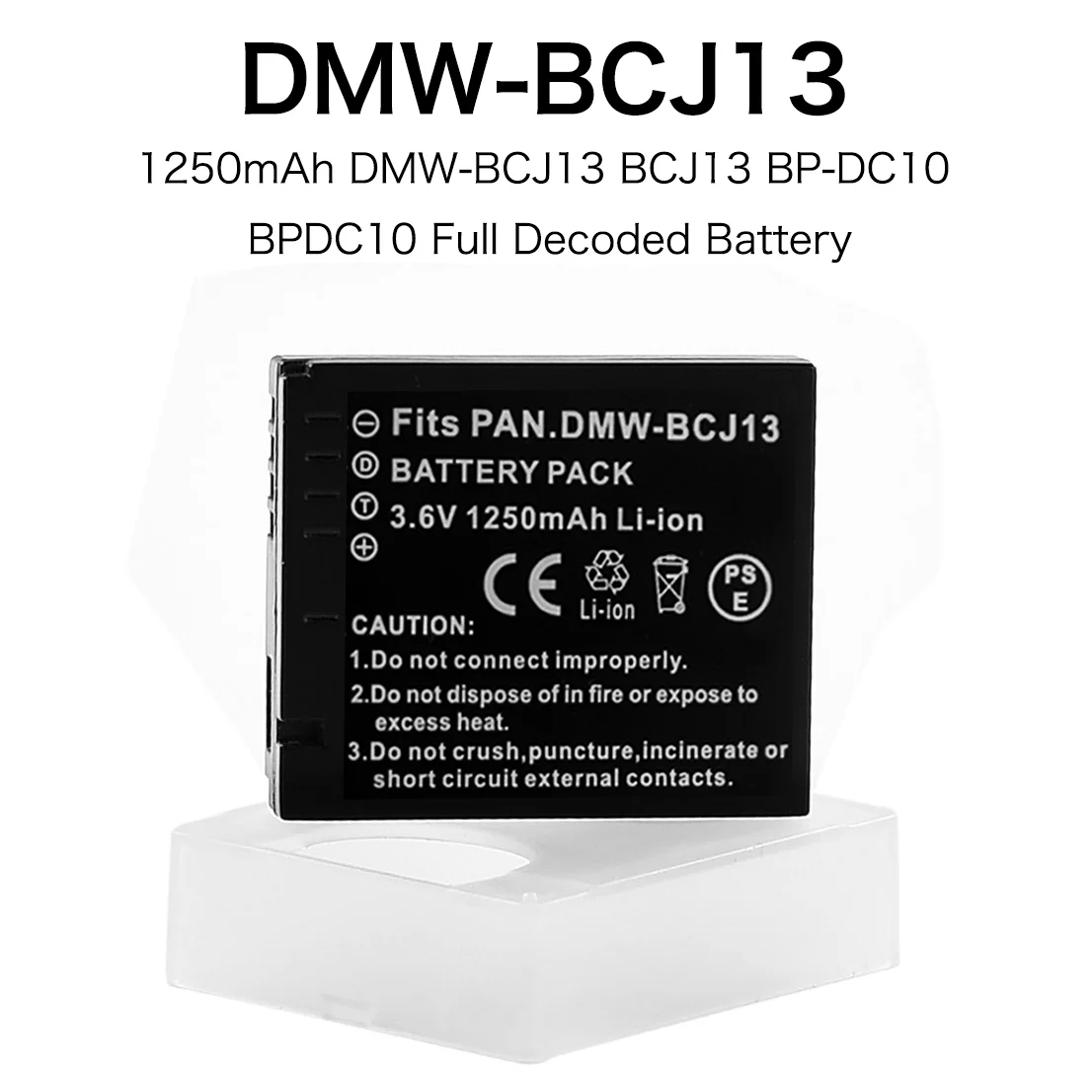 

1250mAh DMW-BCJ13 BCJ13 BP-DC10 BPDC10 Full Decoded Battery for Panasonic Lumix DMC-LX5 LX5GK LX5K LX5W LX7 LX7GK