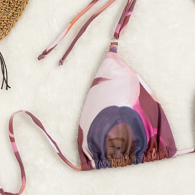 Винтажный комплект бикини с принтом персонажа женский бюстгальтер пуш-ап лямкой