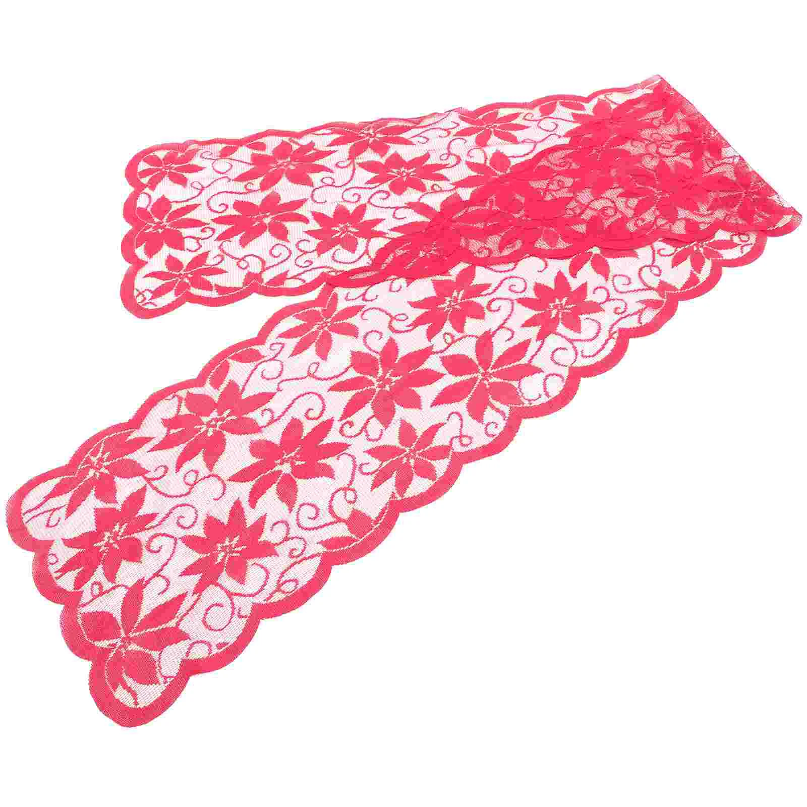 

Table Christmas Lace Tablecloth Cover Red Cloth Runner Flag Falltablecover Tablecloths Floral Runners Flower Poinsettia