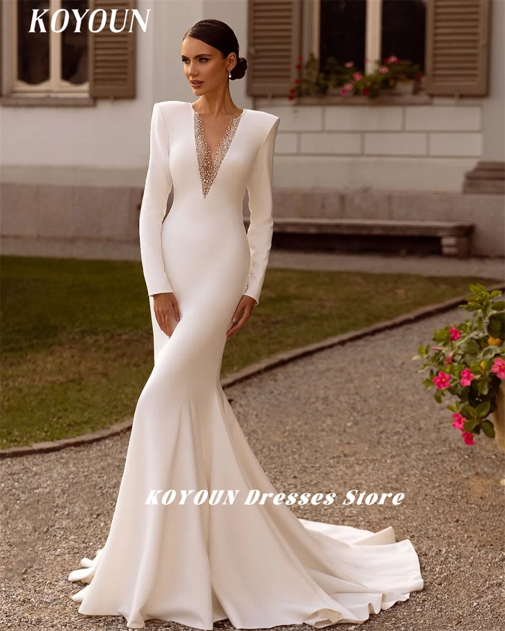 Женское платье с блестками KOYOUN сексуальное невесты глубоким V-образным вырезом и