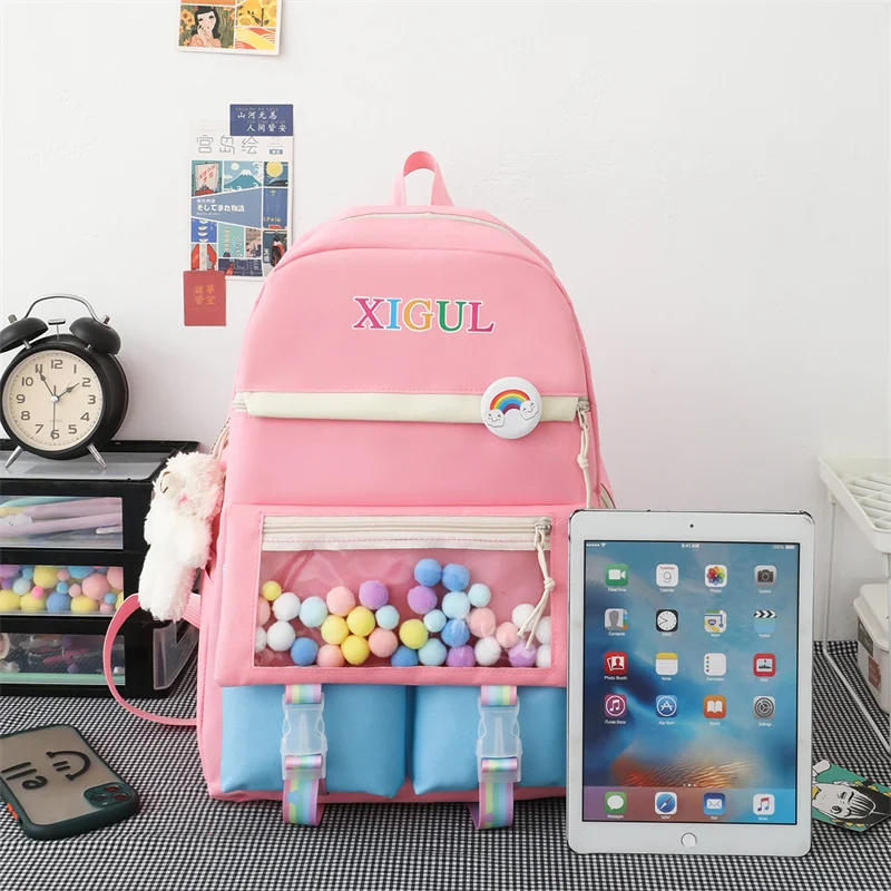 5 шт./комплект женский рюкзак для ноутбука с лентами |