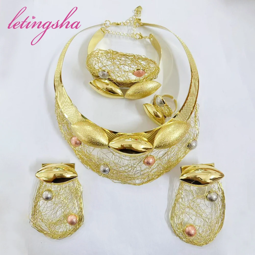 Женский комплект ювелирных украшений из Дубая роскошные африканские 18-каратные