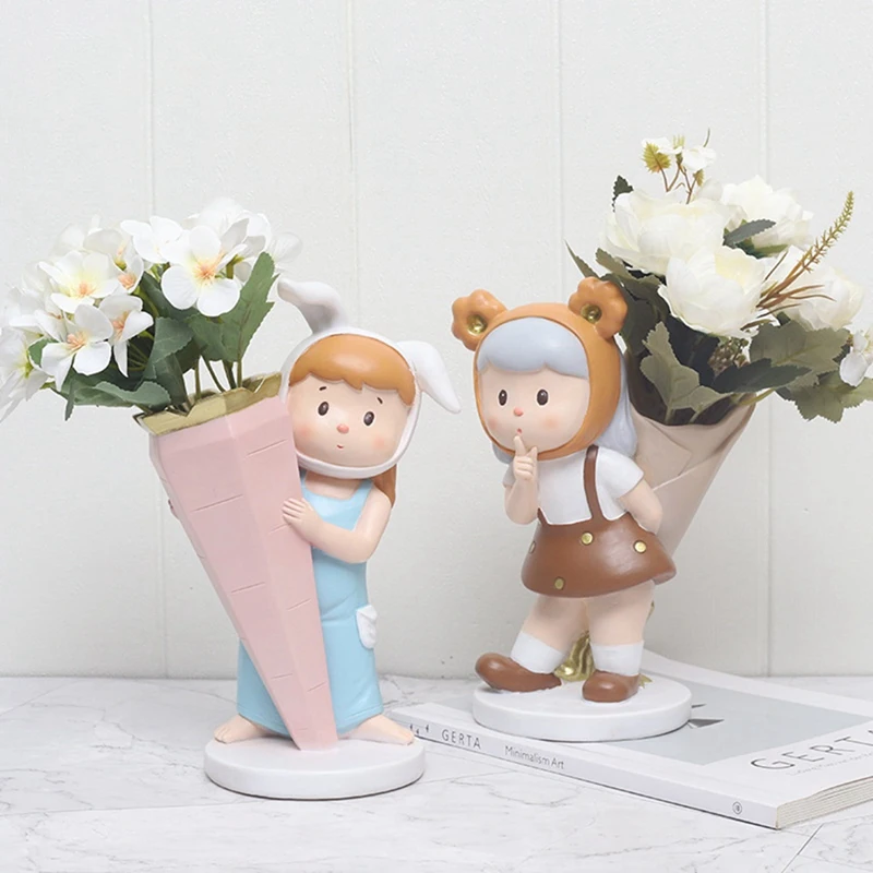 

Креативный подарок, настольное украшение для дома и комнаты, ваза для девочек, композиция из сухих цветов, цветочный горшок из смолы