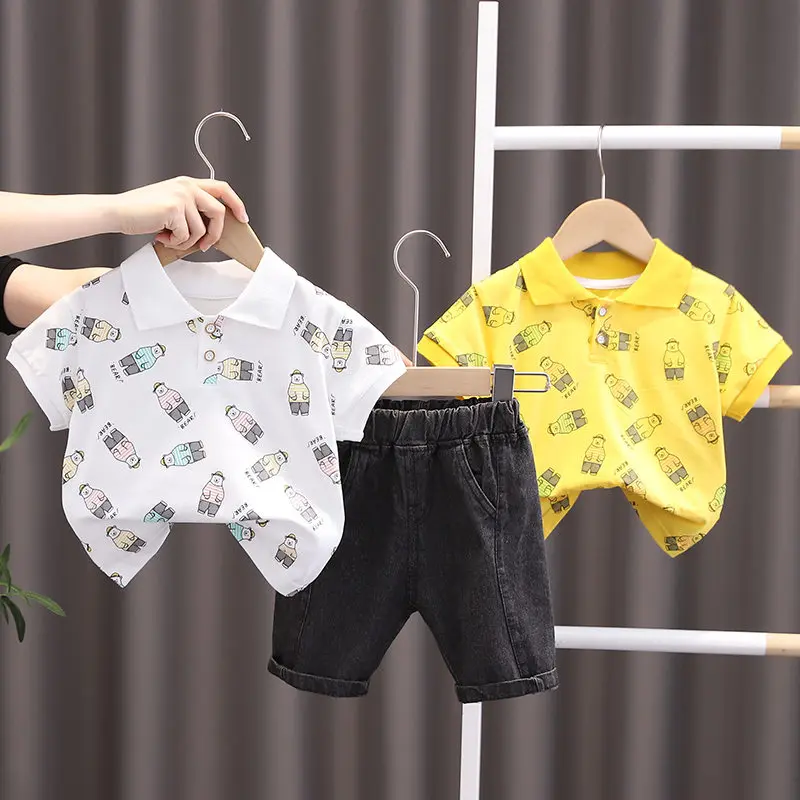 

Новинка, летняя одежда для маленьких мальчиков и девочек, хлопковый спортивный костюм с большими полосками, футболка и шорты для младенцев, ...