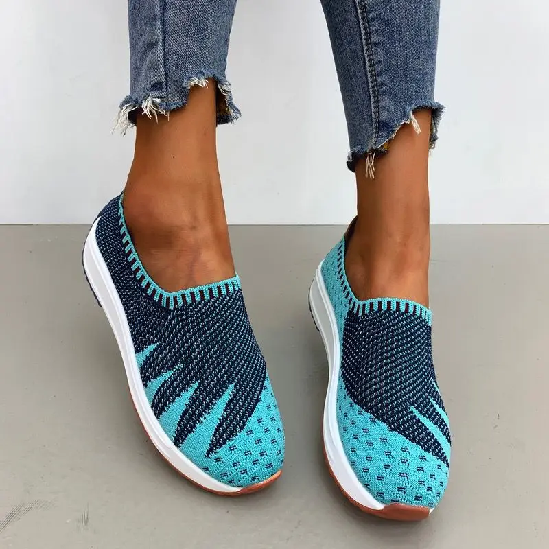 

Summer Women's Vulcanized Shoes Women Mesh Sneakers Prints Slip-On Flats Shoes Woman Loafers Walking Sports Running Shoes