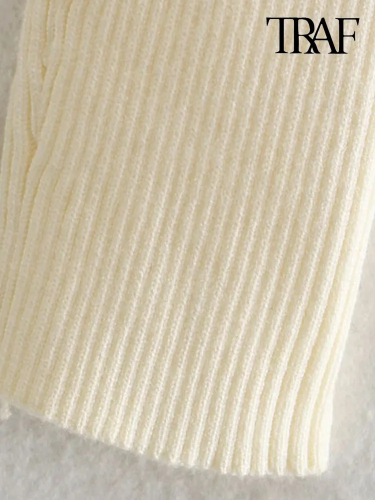 Женский укороченный вязаный свитер с бантом TRAF винтажный пуловер длинным