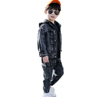 spring autumn cowboy boys sets new 2022 korean version jacket fashion long sleeve 2 piece hooded casual childrens clothing