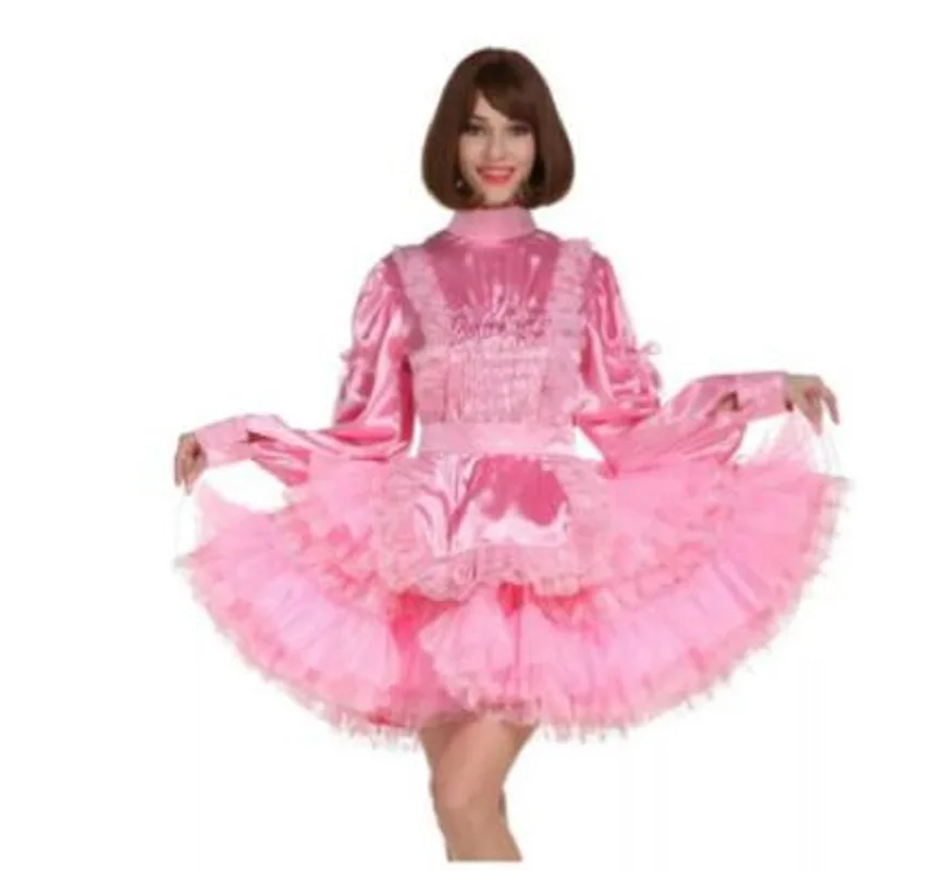 

Горячая Распродажа, ярко-розовое платье с длинными рукавами и оборками, с закрывающимся костюмом для косплея