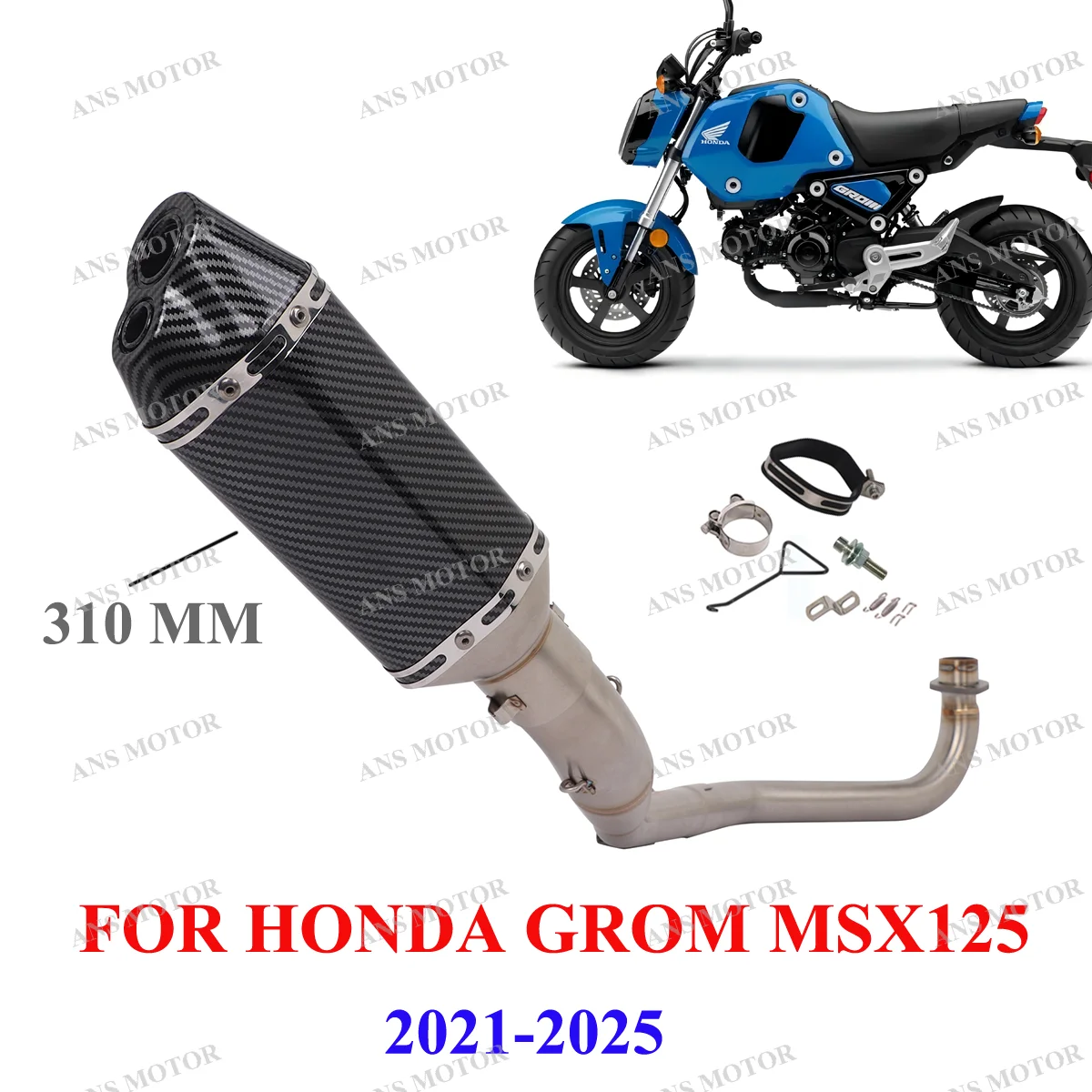 Надевается для Honda Grom Msx125 2021-2025 полная выхлопная система мотоцикла Eacape двойные