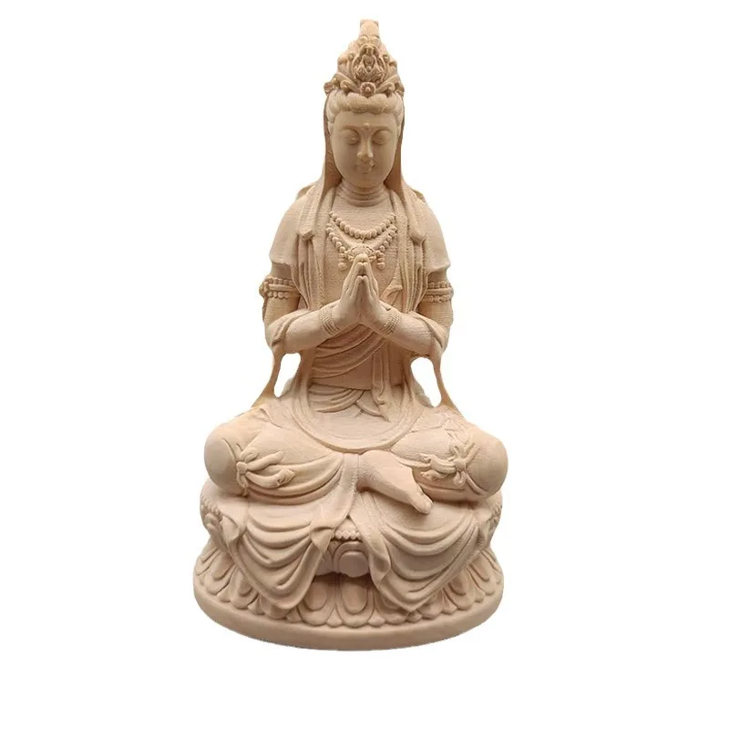 Большой лист резьба из самшита Heshi Guanyin декоративная Спецификация 110*63*48