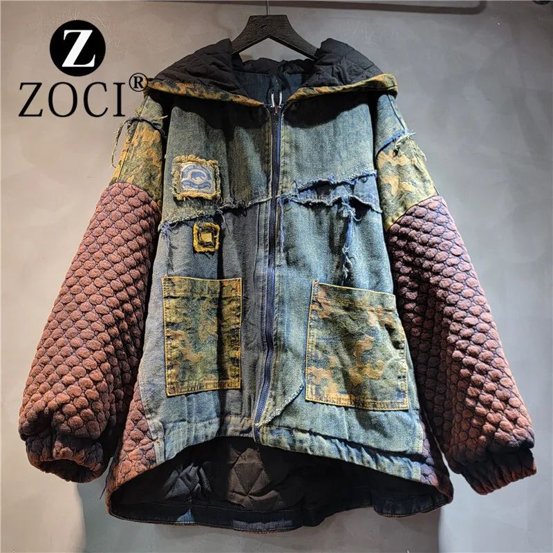 [zoci] Утепленная теплая джинсовая куртка с хлопковой подкладкой осень-зима новый