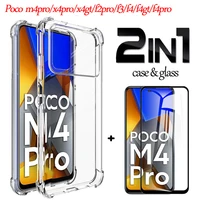 case for xiaomi pocco m4 pro x4 gt accessories lamina mica phone cases for poco f4 x4gt soft shockproof silicone bumper protective glass cristal poco f2 f3 f4 m4 pro 4g clear crystal flexible case cover