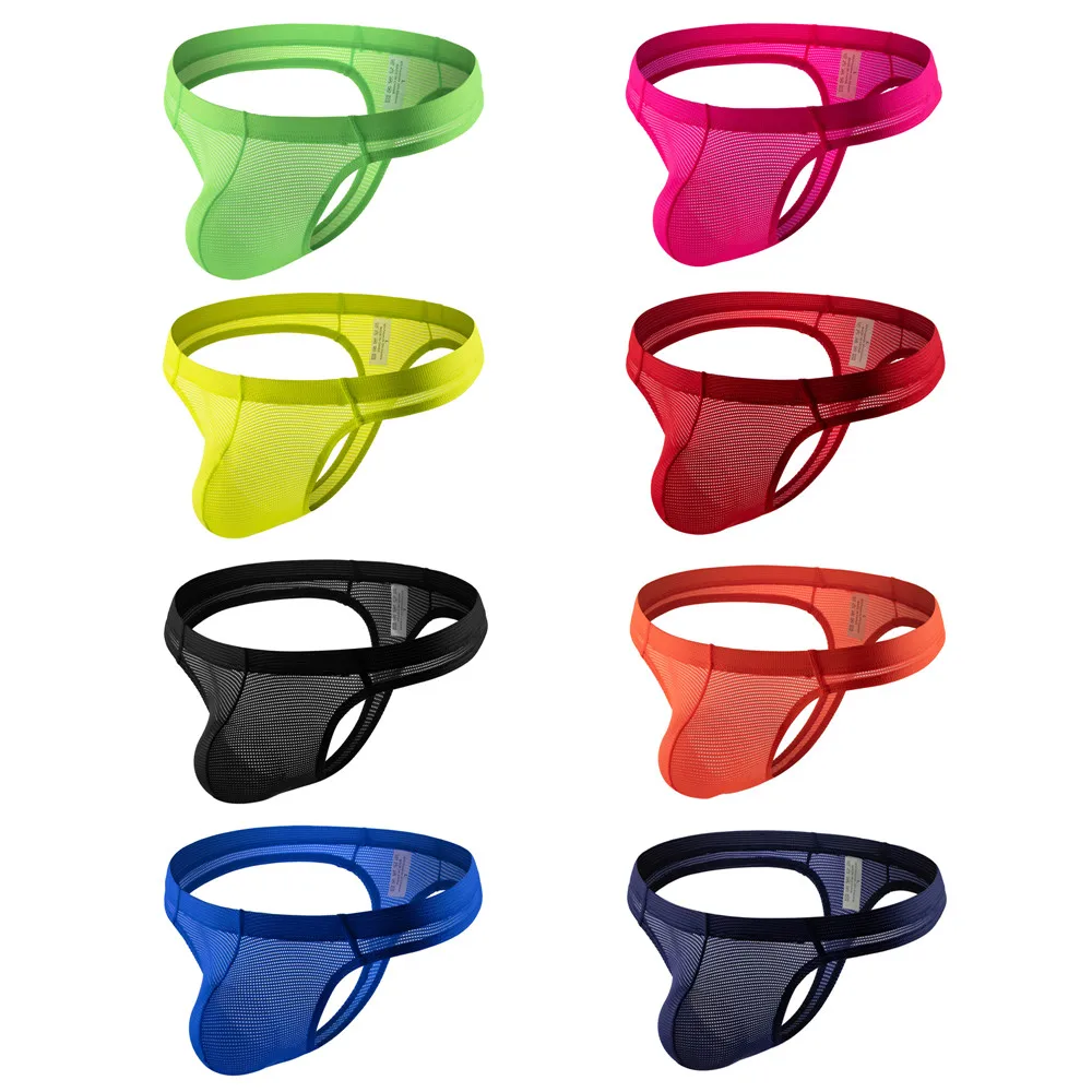 

4/8PCS Mens Sexy G-strings Mesh Breathable Thongs Low Rise Bulge Pouch Underpants Male Gay Panties T-back Underwear Man Lingerie