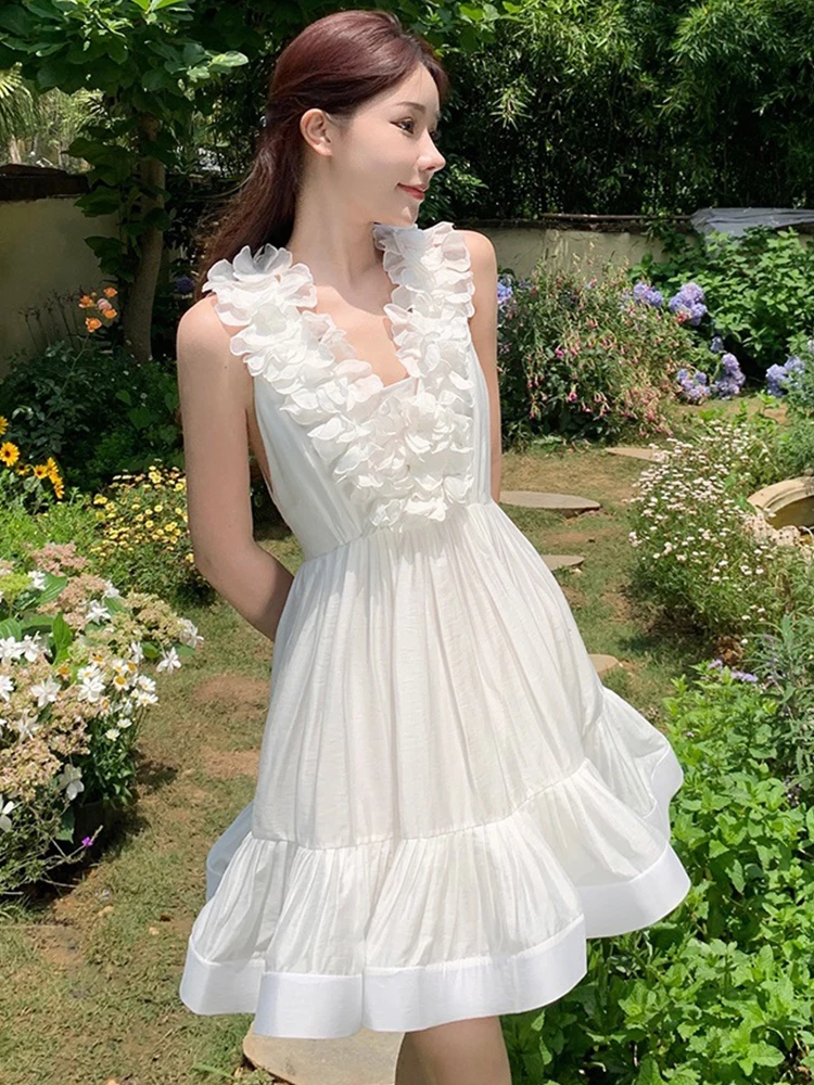 

French Women Evening Dress Fairy Sweet Sexy Backless Bandage Slim Mini Party Vacation Birthday Prom Femme Mujer Vestidos Fiesta