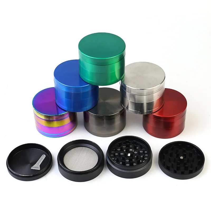 

DPAG027 Flat zinc alloy cigarette grinder 50mm metal four-layer cigarette grinder