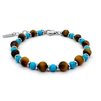 runda mens bracelet turquoises beads natural stone with tiger eye adjustable size 22cm fashion charm bead bracelet for women
