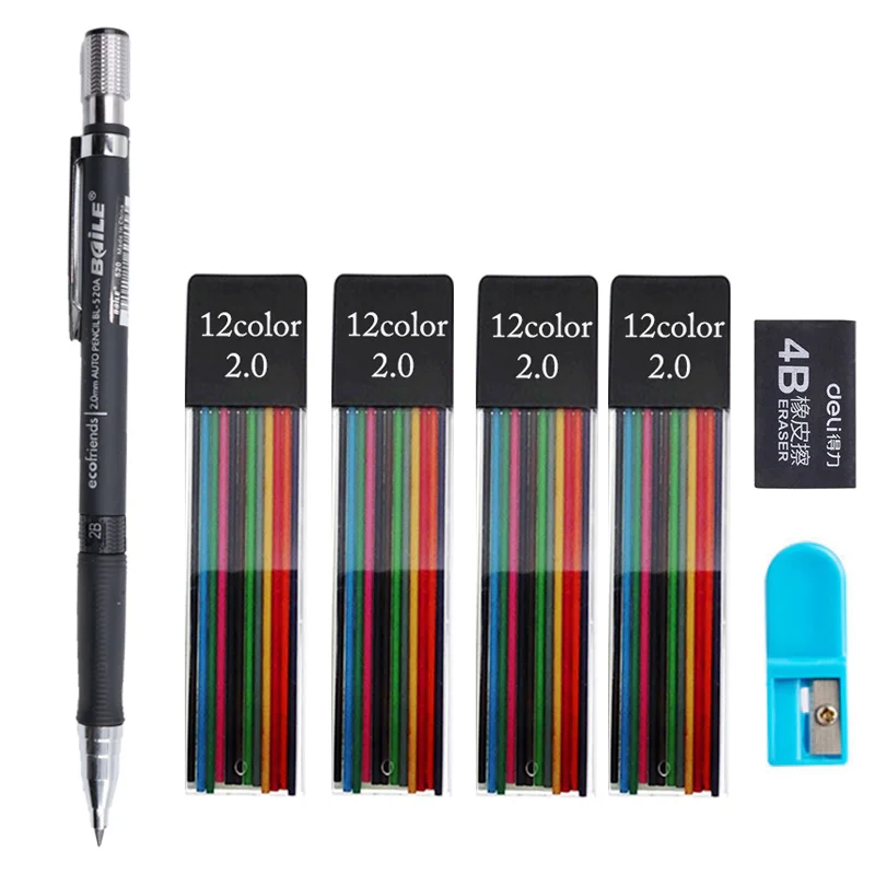 Replacement 2mm Black Core Color Lead Drawings For Woodworking Sketches Student Writing