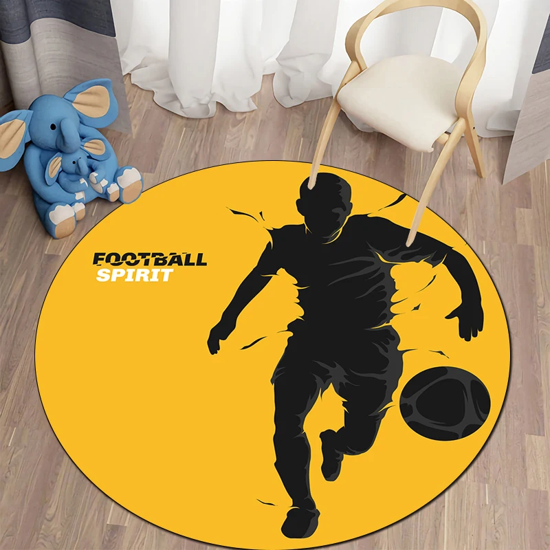 Football silhouette Round Carpet for Living Room for Children Floor Circle Rug Yoga Mat Bedroom Esports Chair Mat Dropshipping