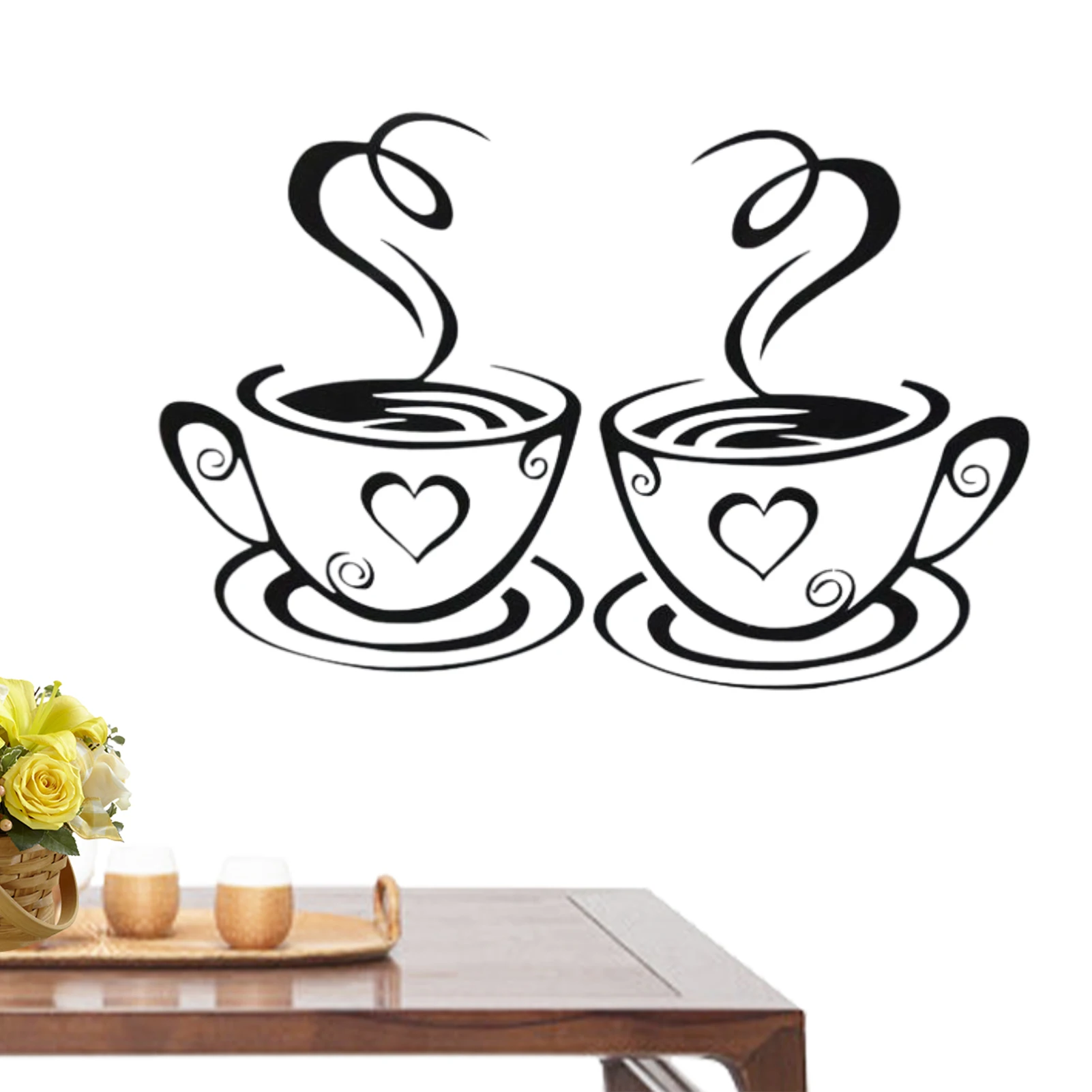 

2PCS Coffee Cup Wall Stickers Coffee Cup Pattern Wall Sticker Coffee Cup Wall Decorations Coffee Shop Kitchen Decals For Wall 12