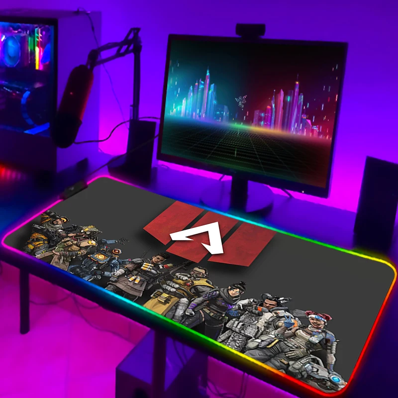 Фото Игровой коврик для мыши RGB Apex Legends, настольная защита, аксессуары для аниме, коврик с подсветкой, Игровая клавиатура, Настольный коврик для компьютерного стола, коврик для мыши, ПК №4
