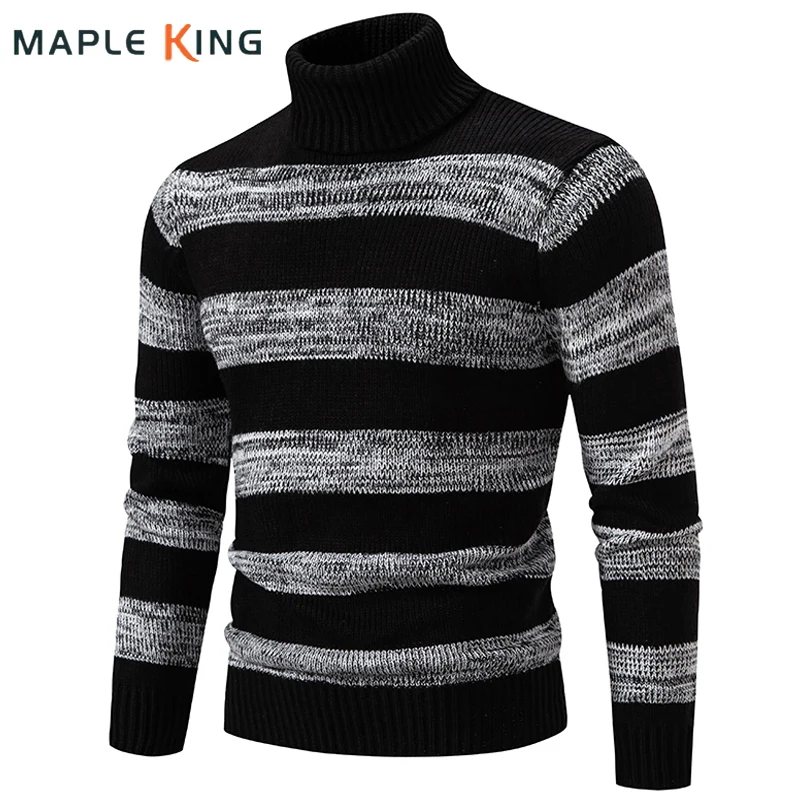 

Vinatge Patchwork Striped Sweater Men Sweater Fashion Warm Turtleneck Pullovers Jersey Hombre Couple Clothes Pull Homme Knitwear