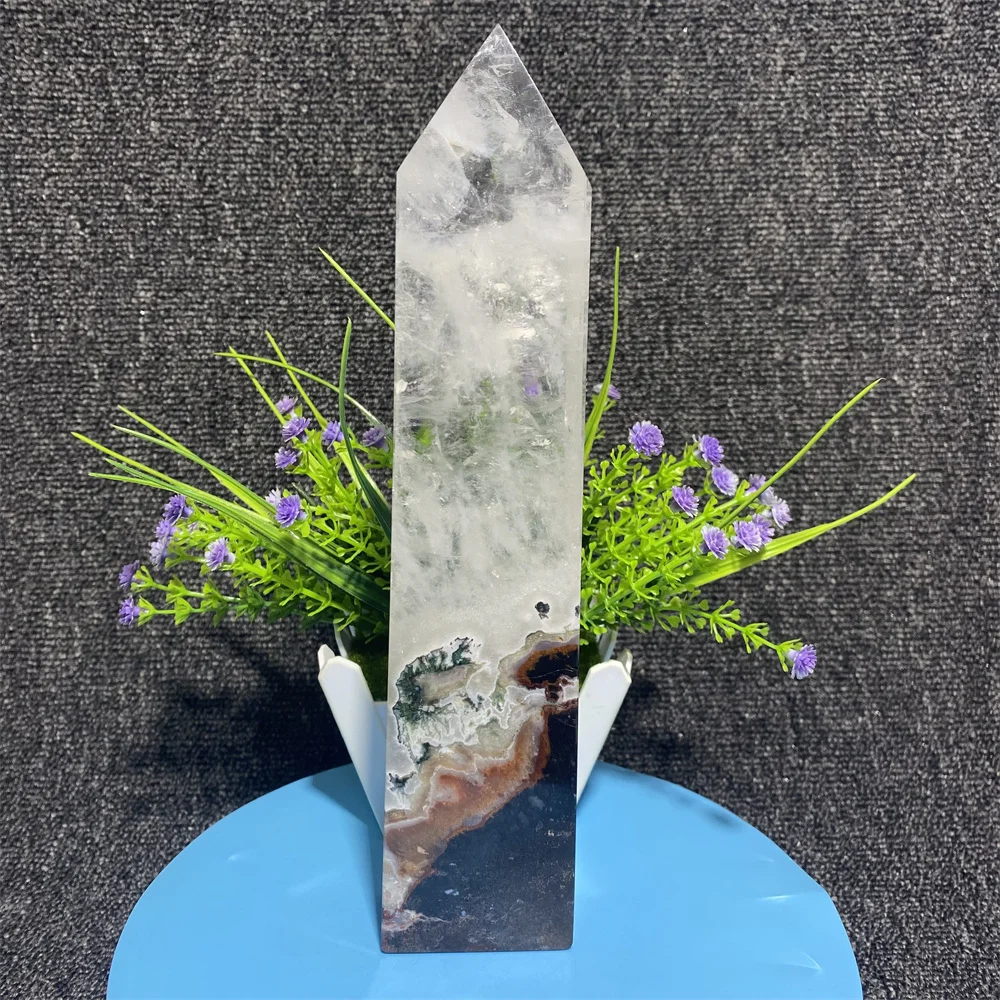 

699g Natural Ocean Jasper Crystal Symbiont Tower Wand Ore Point Stone Obelisk Quartz Spirit Meditation Home Decoration