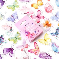 46pcs butterfly garden mini box sticker pink scrapbooking diy cartoon scrapbook decoration 44 cm