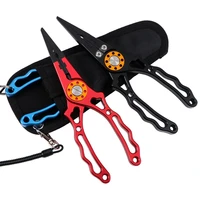 new fishing pliers aluminum alloy multifunctional lure plier fishing tools line cutter knot scissors fishing controler with rope