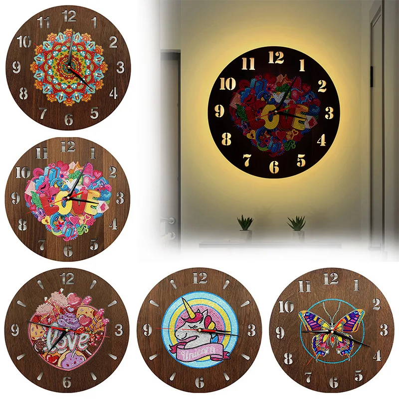 

DIY ремесла, алмазная живопись, часы, деревянные технические элементы, кристаллы особой формы, мозаика, украшение для дома, подарок