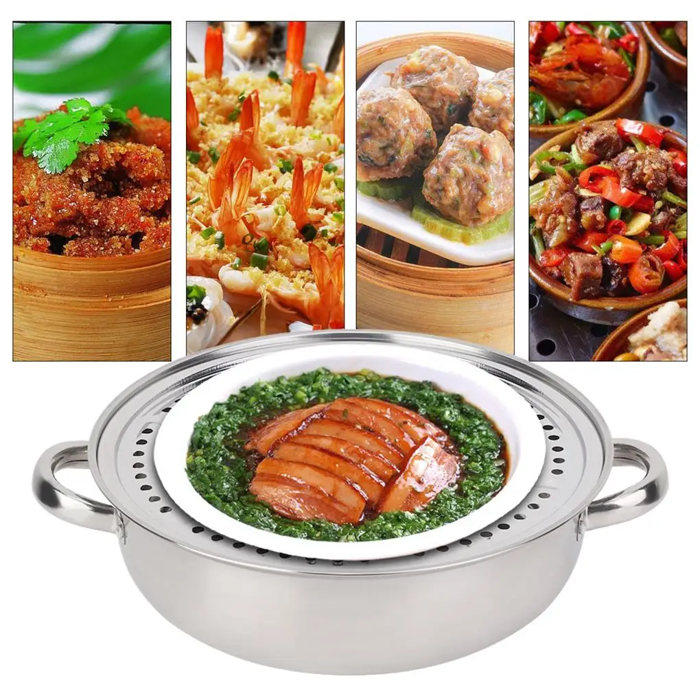 

28CM Stainless Steel Single Layer Stockpot Hotpot Food Steamer Pot Cookware Household Cooking