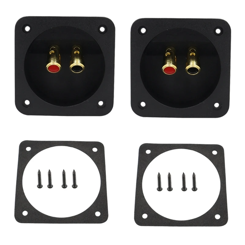 

090E Subwoofer Speaker Junction Box Square Back Panel Wiring Terminal with 2 Position Speaker Terminal Binding Post Connector