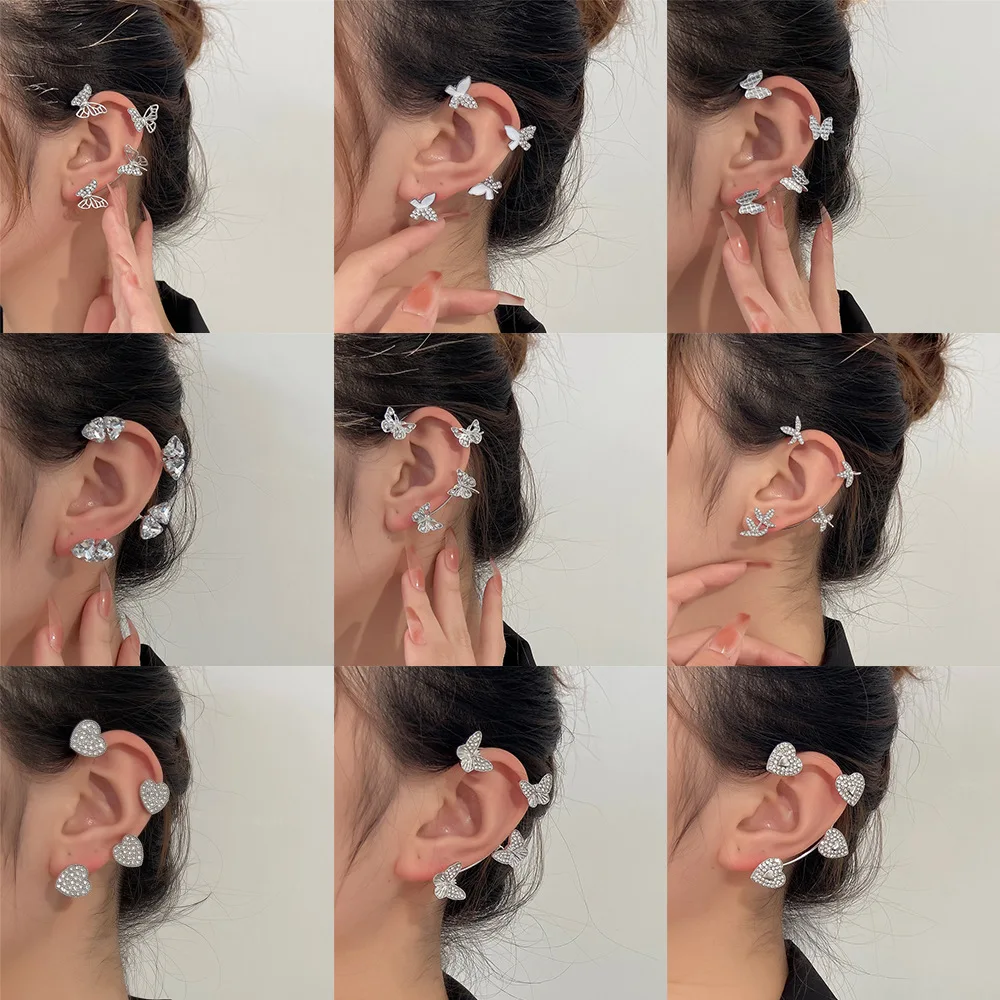 

Mori Series Diamond-studded Butterfly Ear Hanging Ear Bone Clip Fashion Niche Design Fashion No Pierced Ear Clip Earrings