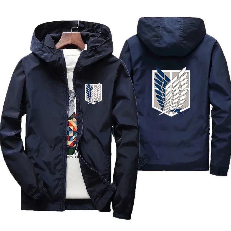 Мужская куртка с принтом аниме Атака Титанов повседневная спортивная на молнии в