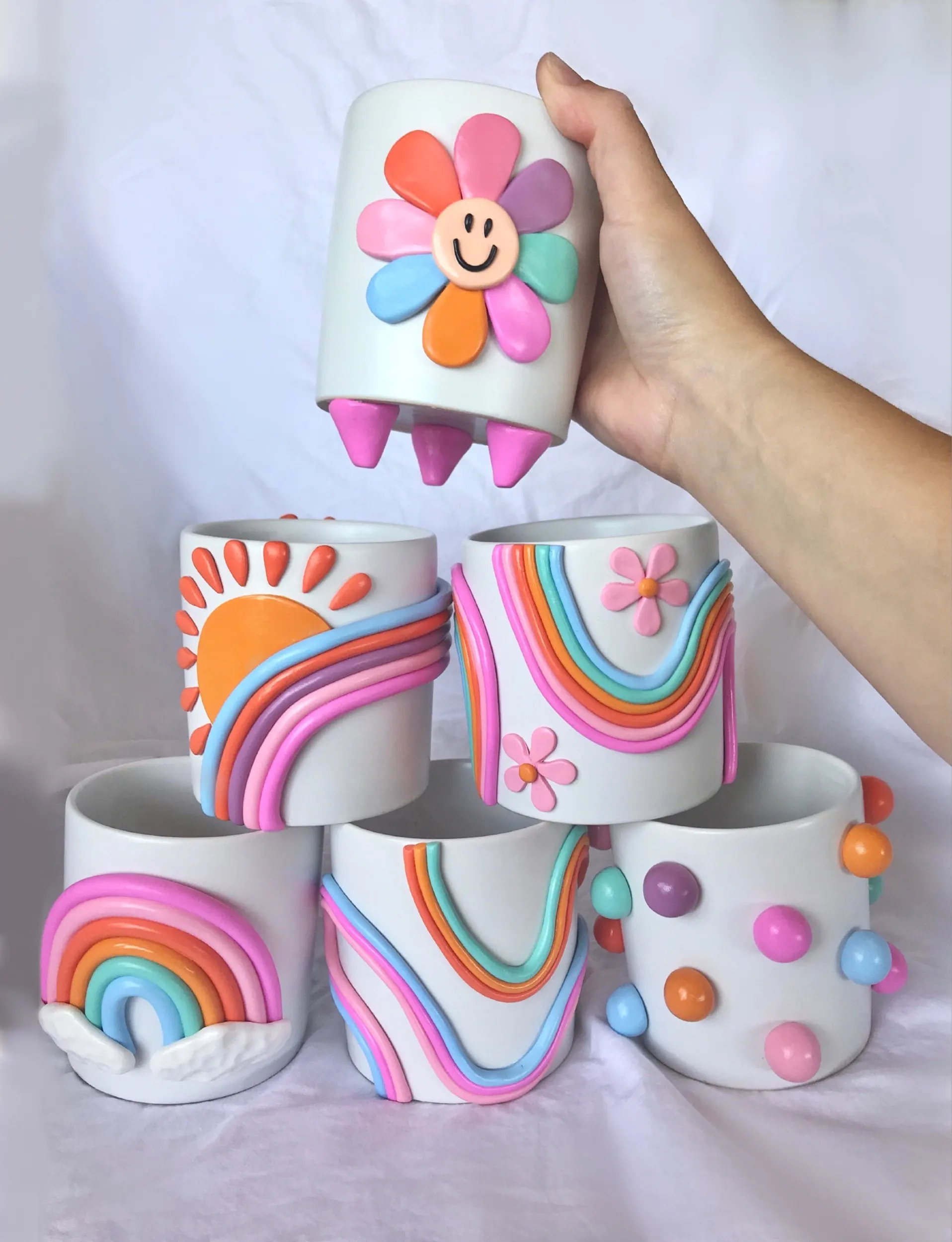 

Retro Eclectic Colorful Planters/ Cute Ceramic Planter/ Rainbow Pot Planter/ Modern ceramic planter/ Boho home decor/ plant lady