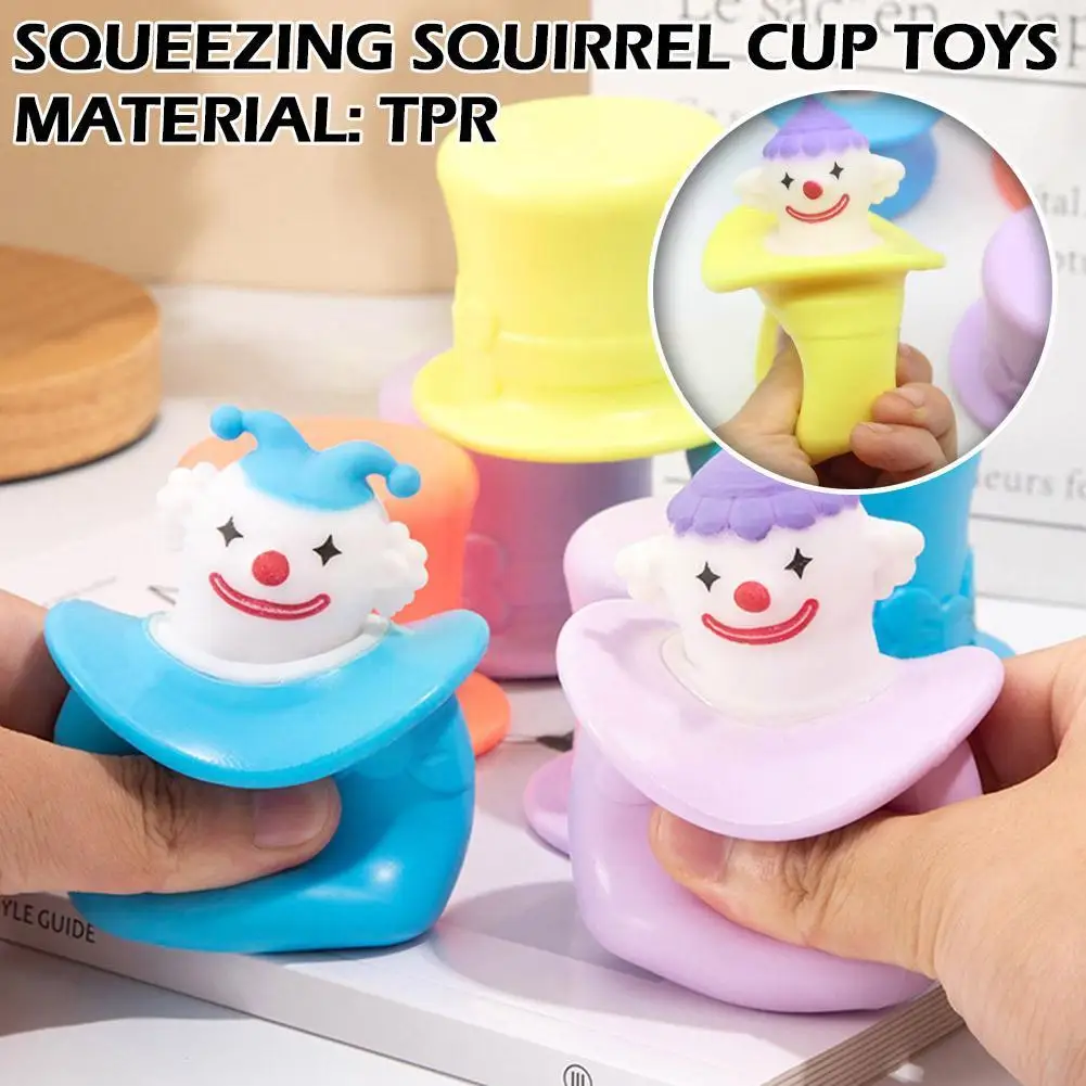 

Funny Hat Squeeze Toys Cup Decompression Spoof Toy Stress Reilef Finger Toy For Kids Adults Cute Clown Shape Squeeze Toy L0V8