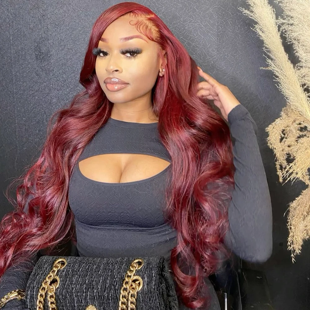 Бордовый бесклеевой парик на сетке предварительно вырезанный прозрачный