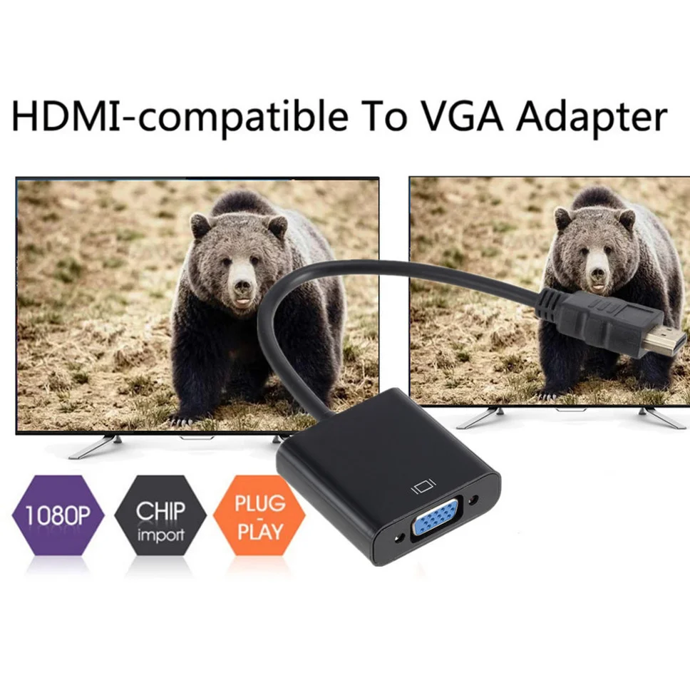Конвертер Grwibeou 1080P HDMI-совместимый с VGA аудио USB-портом для Xbox PS4 ПК ноутбуков
