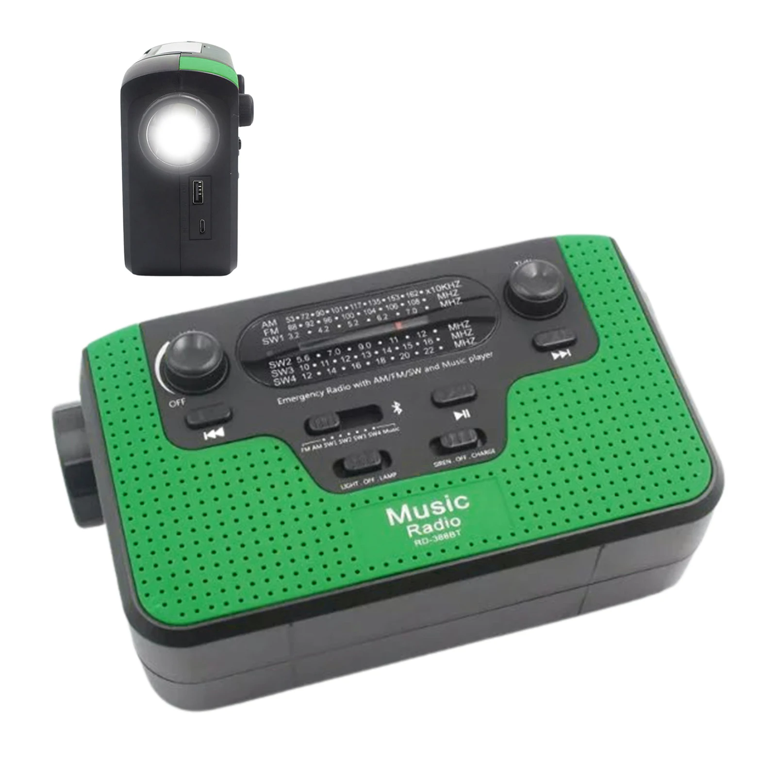 wireless emergency radio hand crank solar weather radio speaker power bank for cell phone charge led flashlight reading lamp free global shipping