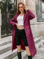 simplee cotton padded long winter coat female casual pocket sash women parkas high street tailored collar stylish overcoat 2020