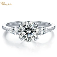 wong rain 100 925 sterling silver round cut 88 mm high carbon diamond gemstone wedding engagement rings fine jewelry wholesale