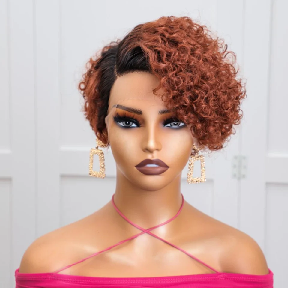 Короткий парик Боб вырез Фея вьющиеся человеческие волосы парики 13x 1 кружевной