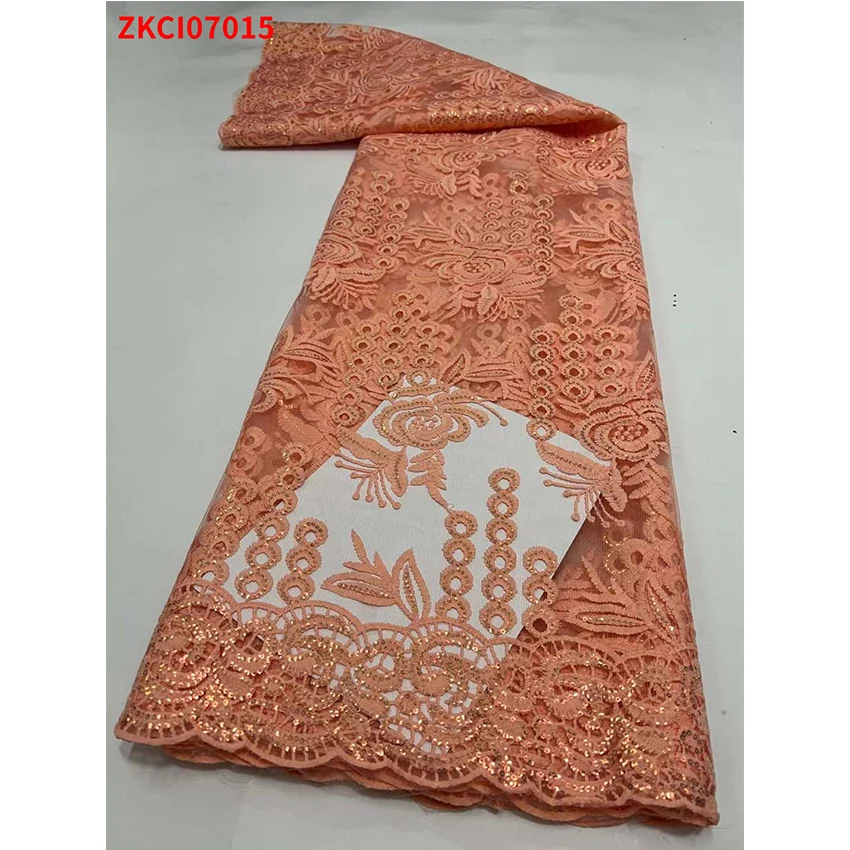 

Shining African Beads Sequin ​Bridal Wedding fabric ​​Popular Handmade ​​Nigerian Tulle Net Lace Cloth Textiles ZKCI07015 c