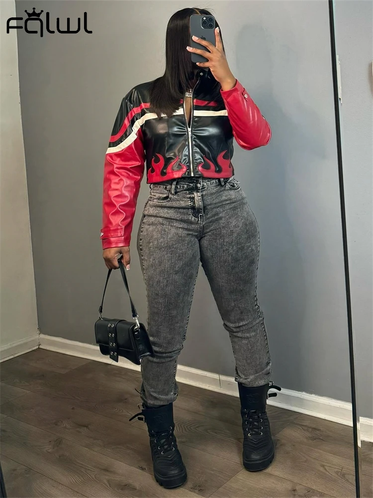 Женская хипстерская куртка из искусственной кожи на молнии в стиле пэчворк